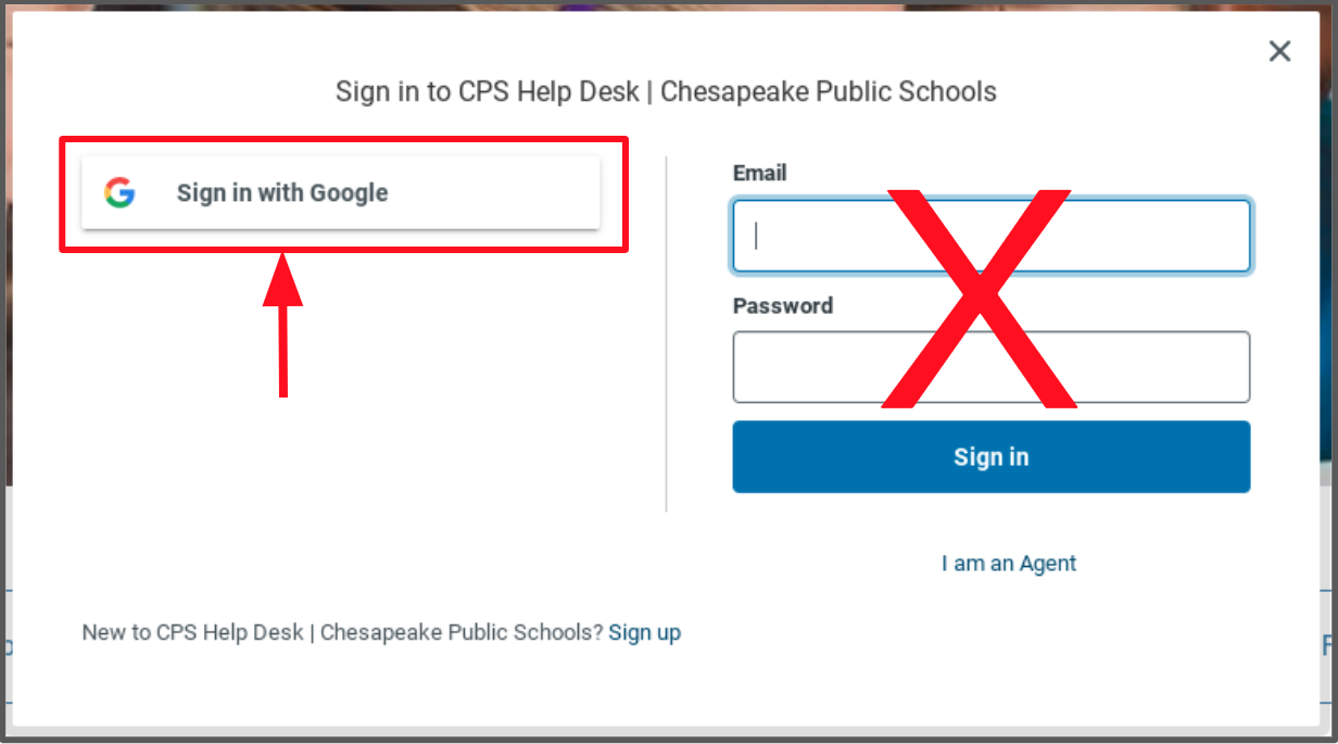 help desk login screen