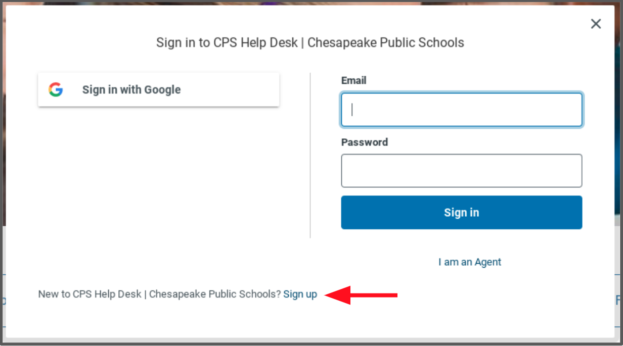 sign in screen