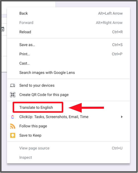 translate popup menu