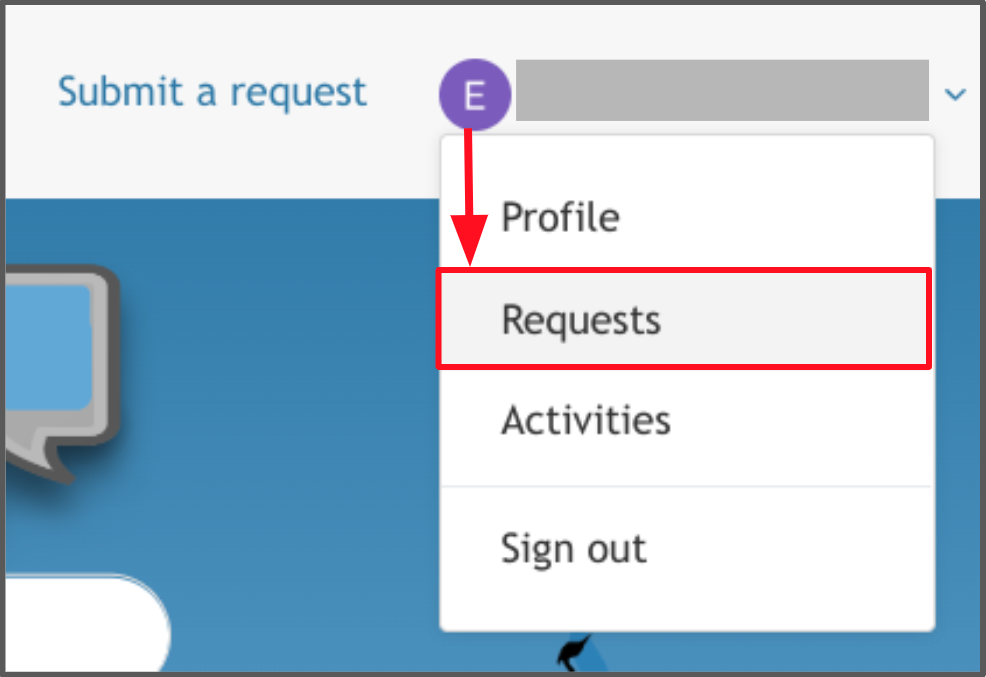 requests menu option